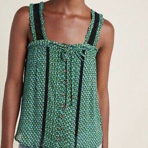 Anthropologie - Green Printed Tank Size 4